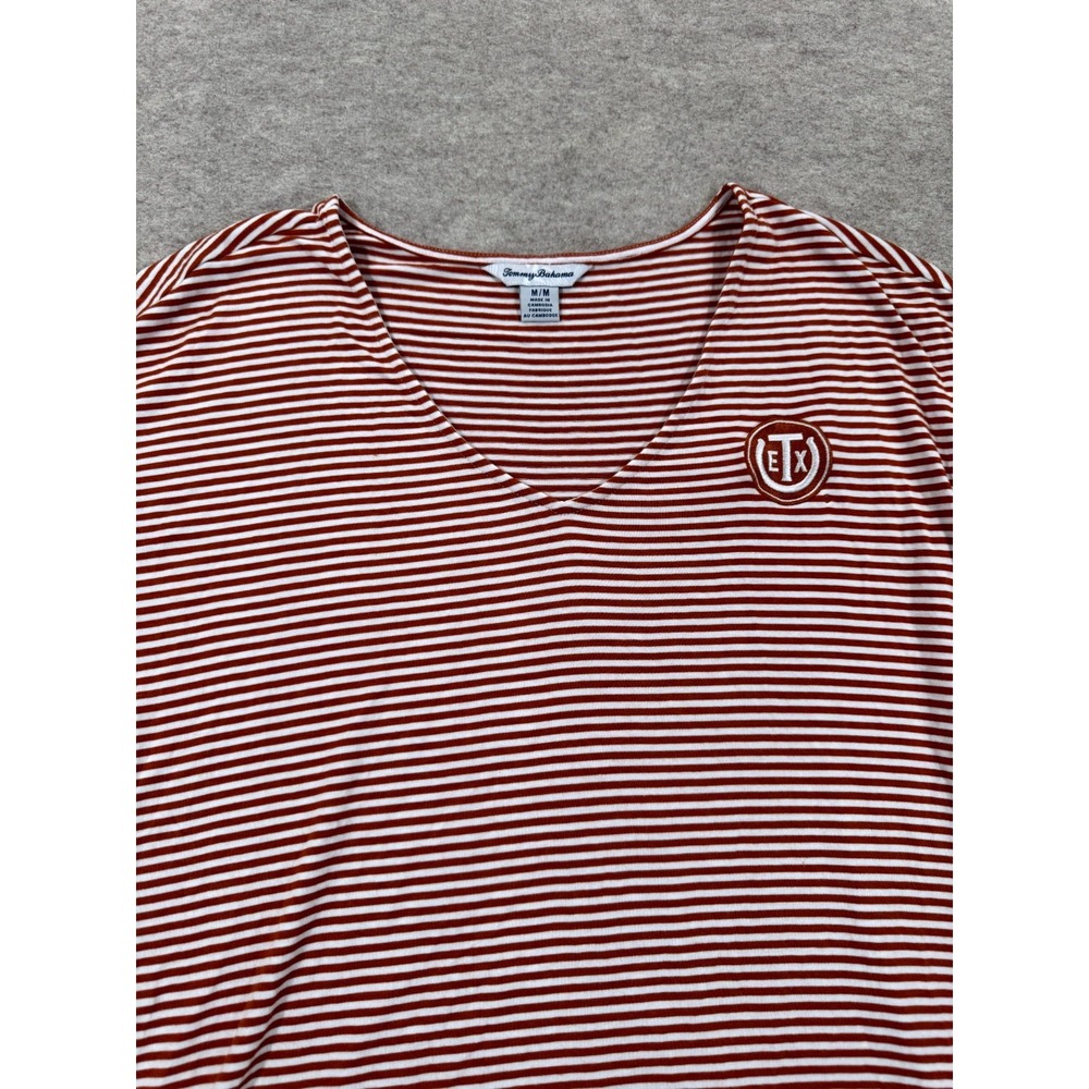 Tommy Bahama Texas Longhorns Shirt Womens Medium Red White Striped NCAA Top - Picture 2 of 14